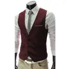 Men's Vests Mens Suit Grey Blue Black Single Breasted Male Waistcoat Slim Fit Formal Business Casual Chain Vest Homme Man