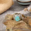 Clusterringen Vintage ovale natuurlijke blauwe turquoise ring voor mannen vrouwen cool sieraden cadeau