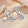 Boucles d'oreilles pendantes en zircon brillant, boucles d'oreilles carrées exquises, bijoux à la mode en argent Sterling 925 pour femmes, accessoires d'anniversaire, cadeaux