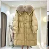 Damski okopa płaszcza kurtka kobiet 2023 Zima długa biała kaczka elegancka zamek błyskawiczny parkas ciepły koreański płaszcz mody