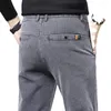 Pantaloni da uomo Pantaloni invernali da uomo di alta qualità più pantaloni caldi e spessi Grigio dritto lungo Pantalon maschile 36 38