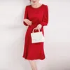 Casual Dresses 2023 Autumn Women's Dress Mulberry Silk Mid Length Long Sleeved Skirt