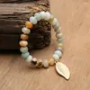 Strand oaiite Amazon Abacus Bead Armband för män Reiki Energy Stone Yoga Meditativa bladhängen smycken Kvinnor