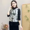 Ethnische Kleidung 2023 Chinesischer Vintage-Stil Blumenweste Frauen Tintennähte Samt Täglich verbesserte Tangsuits Elegant