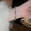 Strand minar luxo arco-íris cz zircônia cúbica frisado pulseira para mulher femela banhado a prata corrente de cobre pulseiras ajustáveis