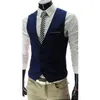 Men's Vests Mens Suit Grey Blue Black Single Breasted Male Waistcoat Slim Fit Formal Business Casual Chain Vest Homme Man