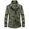 Mannen Casual Shirts Katoen Militaire Shirt Mannen Lange Mouw Camisa Masculina Lente Herfst Turn-down Kraag Uniform 5XL 6XL