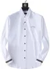 Mense Casual Shirts Luxury High-End Slim Silk Dress Shirt Långärmad avslappnad affärskläder Vit