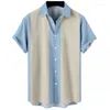 Men's Casual Shirts Shirt Summer Short-sleeved Patchwork Color Lapel Outdoor Street Button-down Fashion 1950s And Breathable