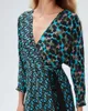 Casual Dresses Dress Women's 2024 Blue 3D Print Spliced ​​Leopard Silk