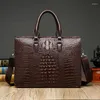 Briefcases Men's Bags Shoulder Handbags Crocodile Pattern Hand File Business Work 14 Computer Bag