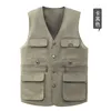 Gilet da uomo Gilet multitasche Uomini anziani di mezza età Scollo a V Monopetto Casual Senza maniche Giubbotti Pografia Gilet Utensili