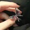 Cluster Rings 2024 Gifts For Valentine's Day Women's Red Butterfly Ring High Class Luxury Opening Adjustable French Style
