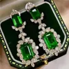 Orecchino di corte vintage Lab smeraldo zircone argento sterling 925 orecchini pendenti da sposa per le donne pietre preziose da sposa gioielli255n