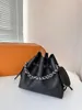 Women Hollow bucket bag handbags Fashion Shopping Satchels Drawstring genuine leather tote crossbody messenger bags Luxury designer purses wallet black backpack
