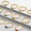 Bagues de cluster minimaliste géométrique multicolore carré cristal pour femmes mode fête torsadée couleur or mince doigt bijoux cadeaux
