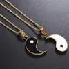 Matching 2 Pieces Stainless Steel Yin Yang Pendant Puzzle Piece Necklace Birthday Jewlery Gifts for Couple or Friends BFF2528