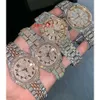 Montre de luxe pour hommes, mouvement, montre glacée, moissanite, montre-bracelet, mécanique, automatique, de styliste, haute qualité, diamant, 0051