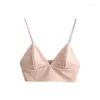 Zbiorniki damskie bralette crop top letnie seksowne różowe zapas zamsz