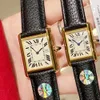 Reloj de diseñador de moda Relojes de cuarzo de moda para mujer Conjunto de relojes Correa de cuero vintage Relojes de tanque Oro Plata Rosa Reloj rectangular Regalos de acero inoxidable