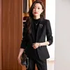 Women's Two Piece Pants Purplish Red Suit Coat Autumn 2023 High Sense Temperament Style Professional Tailored Overalls