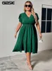 GIBSIE – robe trapèze à pois suisses pour femmes, tenue de vacances décontractée, style Boho, taille élastique, élégante, mi-longue, grande taille, été, 2023