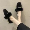 Dress Shoes Real Mink Hair Round Head Toedress Women Winter Plush Heels Pumps High Quality Ladies Fur Heeled Feminino