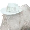 Bérets Y166 Mariée Cowgirl Chapeau Cowboy Avec Voile Bachelorette Party Pour Être Mariée