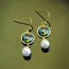 hundertwasser village series drop earrings 18k goldplated enamel earring for woman top quality pearl earrings for a gift283s