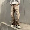 Jeans masculinos rasgados calças para homens cáqui angustiado denim calças masculino retro japonês streetwear hip hop tamanho grande casual