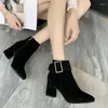 Boots Booties Suede Pointed Toe Footwear Very High Heels Short Shoes For Woman Heeled Brown Women's Ankle Rock Sale Pu In 39