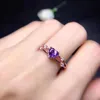 Anelli a grappolo Anello con ametista naturale per le donne Cristallo viola a forma di cuore Gioielli in oro rosa 14k con diamanti Fidanzamento Anniversario Regalo256j