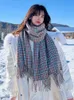 Inverno de malha caxemira vintage cachecol senhoras estilo preppy xadrez cachecol pashmina mujer feminino foulard bufanda xale echarpe 231229