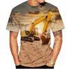 Magliette da uomo Maglietta da escavatore Divertente maglietta stampata in 3D per uomo