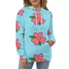 Sweats à capuche pour femmes Fat Blue Dress Pattern Big Flower Sweat à capuche Femmes Cordon imprimé Poche Sweats à capuche sur le poids