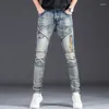 Jeans pour hommes Rétro Solid Stretch Ripped Denim Hommes Basic Biker Slim Fit Élastique Cargo Pantalon Casual Hombre Joggers Mâle