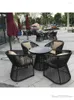 Camp Furniture Outdoor Courtyard Rattan Stoluppsättning av tre till fem enkla moderna resort singel soffbord balkong