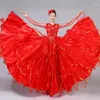 Palco desgaste espanhol flamenco full-saias abertura dança grande pêndulo vestido adulto mulheres modernas dança desempenho traje