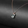 Choker Genuine Real Jewels Small Delicate And Elegant Clavicle Chain 925 Sterling Silver Pendant Natural Aquatic Agate Ne