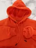Sweat à capuche pour hommes, couleur Orange, pull polaire, épais, chaud, vêtements d'hiver, uni, uni, avec capuche, unisexe
