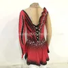 Stage Wear LIUHUO Filles Femmes Robe de patinage sur glace Rouge Spandex Sangles Compétition Teens Performance