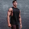 Men's Tank Tops Brand Gym Clothing Bodybuilding Drop Armhole Top Men Fitness Solid Color Cotton Side Cut Off Sleeveless T-Shirt