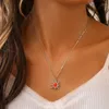 Pendentif Colliers Mode transfrontalière Sens de la personnalité Design Lumière Luxe Rétro Dames Collier Soleil Rouge