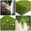 Tapis mural vert décoratif avec simulation de fleurs, mousse de gazon, pelouse artificielle, Micro paysage, fausses plantes, décor en coton, scène