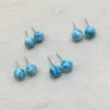 Ohrstecker, natürlicher blauer Larimar-Ohrring, Sterlingsilber 925, goldfarben, dominikanische Edelsteine, feiner Schmuck für Frauen, Hochzeit, Party, Geschenk