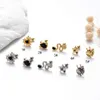 Surgical Stainless Steel Punk Earring Barbell Helix Ball Snake Studs Ear Earrings Black Cubic Zircon Crystal Cartilage Earrings Stud Piercing Body Jewelry Bijoux