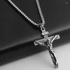 Pendentif Colliers 2023 Vintage Hommes Crucifix Collier Antique En Acier Inoxydable Chaîne Italienne Mâle Charme Croix Bijoux Cadeaux