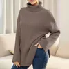 Women's Sweaters Womens Warm Autumn/Winter Turtleneck Long Sleeve Asymmetric Hem Pullover Knit Close Neck Sweater Vestidos Para Mujer