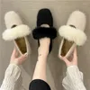 Dress Shoes Real Mink Hair Round Head Toedress Women Winter Plush Heels Pumps High Quality Ladies Fur Heeled Feminino