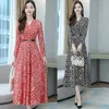 Casual Dresses Women Dress Autumn/Spring Women's Long Fashion Elegant For Sleeve Floral 3XL Vestidos LM816